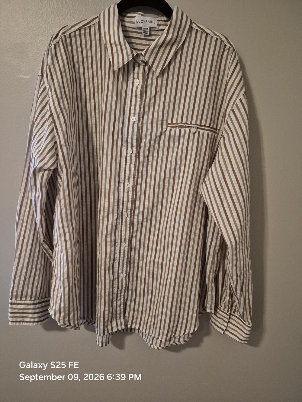 Lucy Paris Brown & White Striped Button-Down Shirt